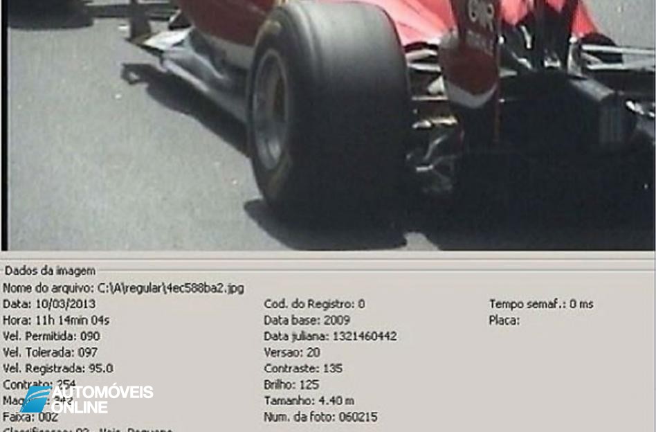 Radar apanha Filipe Massa num Fórmula 1 nas estradas da cidade Rio de Janeiro