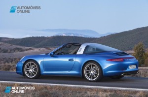 new Porsche 911 Targa 2015 rear left profile bleu view