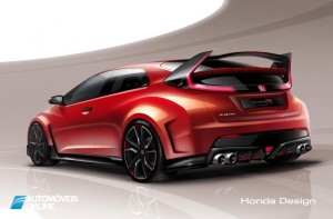 Honda Civic Type R left rear quarter view Genebra Salon 2014